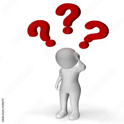 Illustration: Question Marks Over Man Showing Confusion And Uncertainty Question Marks Over Man Showing Confusion And Uncertainty