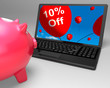 Ten Percent Off On Laptop Shows Small Discounts
