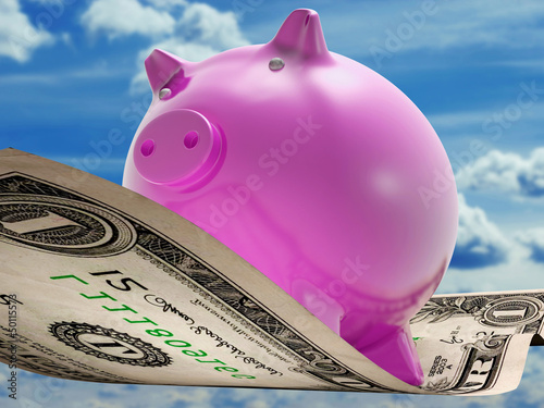 Illustration: Dollars Note Pig Shows Prosperity And Investment Dollars Note Pig Shows Prosperity And Investment