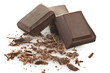 close up of chocolate pieces on white background