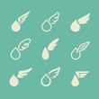 Vetor: Drops and wings. Set of vector design elements Drops and wings. Set of vector design elements