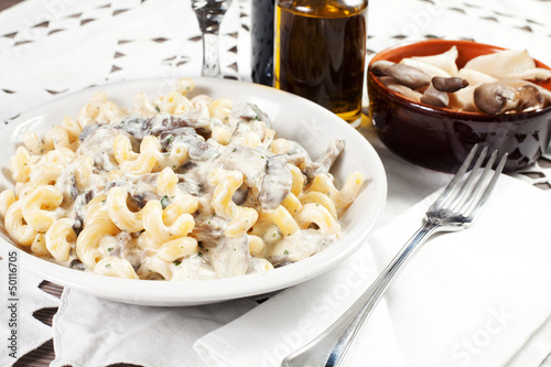 Photo: Penne pasta with mushroom and basil Penne pasta with mushroom and basil