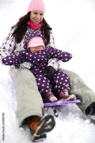 Photo: Winter, snow, sledding at winter time Winter, snow, sledding at winter time