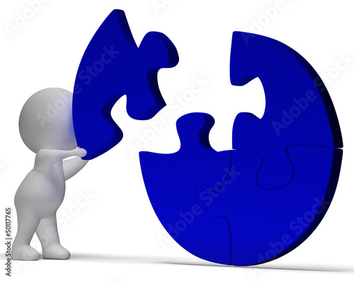 Illustration: Completing Jigsaw Means Solution Completing Or Achievement Completing Jigsaw Means Solution Completing Or Achievement