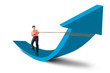 Businessman control arrow with chain
