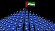 pyramid of men with rippling UAE flag animation