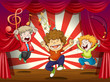 Kids singing at the stage