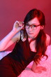 Sexy woman over Glasses in various fun poses.