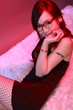 Sexy woman in various fun poses with colourful background.