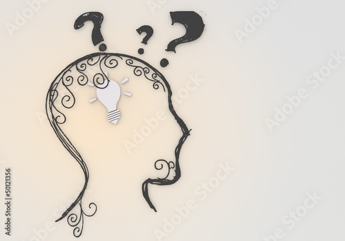 Illustration: Isolated bright light thinking symbol inside the head Isolated bright light thinking symbol inside the head