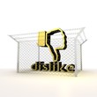 Isolated metallic caged dislike 3d symbol