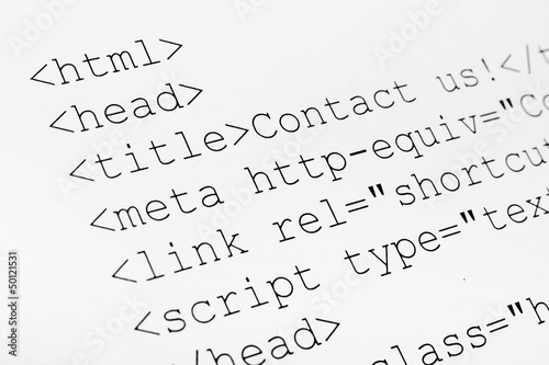 Photo: Printed internet html code Printed internet html code