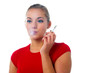 Young woman smoking a cigarette