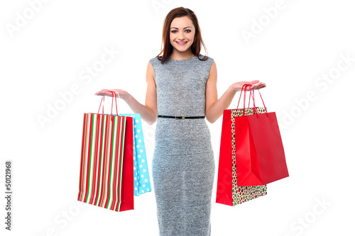 Photo: Trendy woman with shopping bags Trendy woman with shopping bags