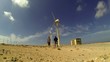 Travelers near the wind turbine, Fuerteventura, Canary Islands