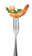 Foto: Gamba mit Ruccola auf Gabel Gamba mit Ruccola auf Gabel