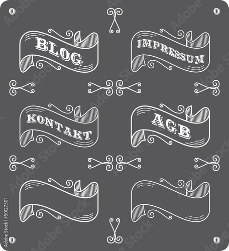 Vector: blog, impressum, kontakt, agb label blog, impressum, kontakt, agb label