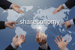 Sieben Hände mit Shareconomy Illustration