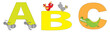 A B C letters set with animals