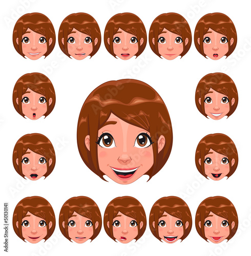 Vector: Girl expressions with lip sync Girl expressions with lip sync