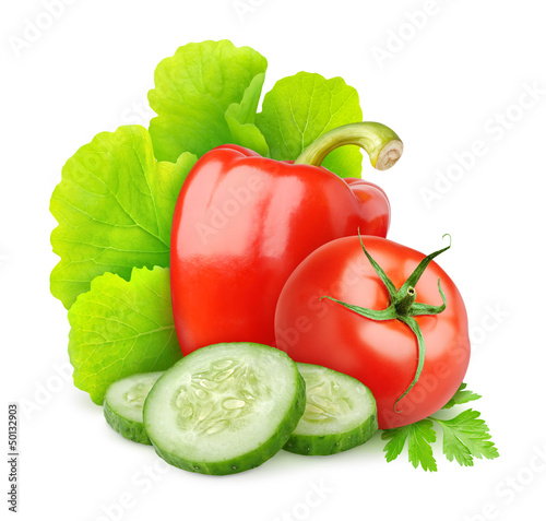 Photo: Fresh vegetables isolated on white Fresh vegetables isolated on white