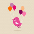 Pink Bird Broken Wing Speech Bubble Beige Dots
