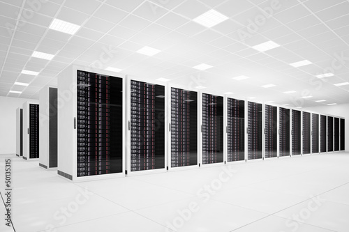 Illustration: Data Center with long row angular Data Center with long row angular