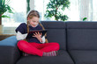Photo: young girl with tablet young girl with tablet