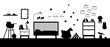 baby boy room interior black silhouette