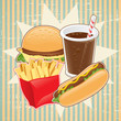 Retro background with fast food.