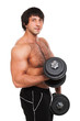 Photo: Muscular guy exercises with dumbbell Muscular guy exercises with dumbbell