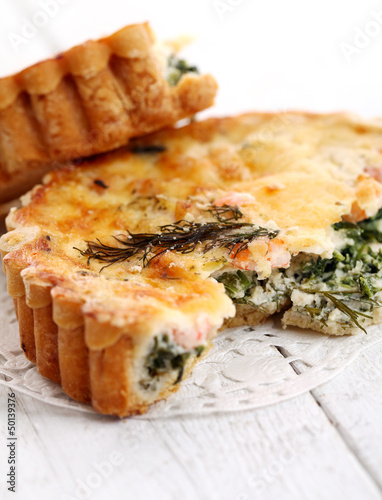 Photo: Fresh tart with shrimps and green Fresh tart with shrimps and green