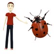 3d render of cartoon character with ladybug