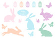 Easter bunnies and eggs, vector set