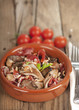 Spanish tapa, setas con jamon
