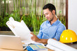 Architect working at home