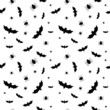 Seamless pattern with bats and spiders