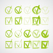Set of hand-drawn check marks, grunge checkmarks
