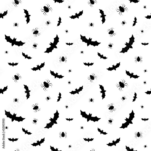 Vector: Seamless pattern with bats and spiders Seamless pattern with bats and spiders