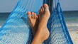 Feet up in a hammock. Tulum, Mexico.