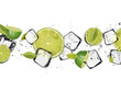 Foto: Limes with ice cubes, isolated on white background Limes with ice cubes, isolated on white background
