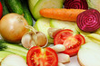 vegetables on white