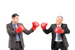 Photo: Two businessmen having a fight with boxing gloves Two businessmen having a fight with boxing gloves