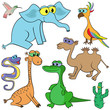 Set Of Cartoon Animals Vector Illustration
