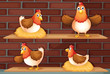 Four different positions of a chicken