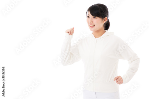 Photo: sporty asian woman on white background sporty asian woman on white background