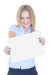 Photo: Girl holding a white sheet of paper Girl holding a white sheet of paper