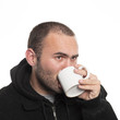 Photo: lonely man drinking tea lonely man drinking tea
