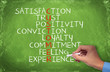business man hand writing the customer concepts