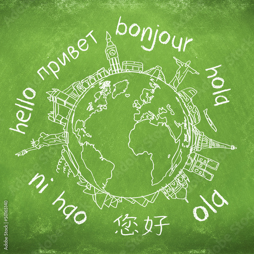 Illustration: say hello around the world say hello around the world